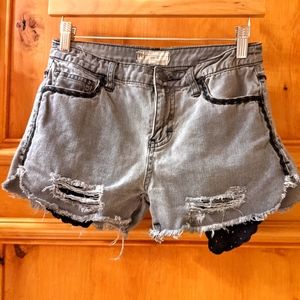 Free People Size 24 black jean shorts